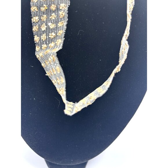 Shining Lace Glitter Choker Gold Transparent Wide Boho Fabric Necklace Women NEW - Picture 6 of 9